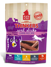 Load image into Gallery viewer, Plato Thinkers Lamb dog treats packaging showcasing hearty meat sticks for healthy brain function.