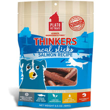Load image into Gallery viewer, Thinkers Salmon dog treats with real salmon, Omega 3 & 6, in a blue and orange bag for healthy skin and brain support.