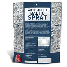 Load image into Gallery viewer, Plato Wild Caught Baltic Sprat dog treats packaging showcasing ingredients and nutritional benefits