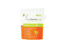 Load image into Gallery viewer, Smallbatch Frozen Chicken for dogs, featuring chicken, organic produce, and natural supplements in a re-sealable package.