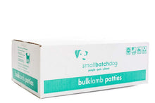 Load image into Gallery viewer, Smallbatch Frozen Lamb patties box for dogs, featuring grass-fed lamb and organic ingredients.