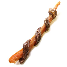 Load image into Gallery viewer, Natural Dog Company Beef Combo Strap chew, featuring beef backstrap and gullet twisted together, 9-12 inches long.