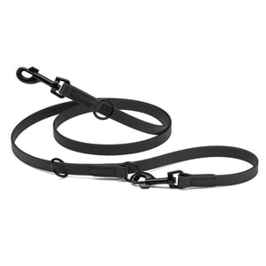 Biothane Adjustable Multi-Purpose Dog Leash with Black Hardware, 7FT on a white background.