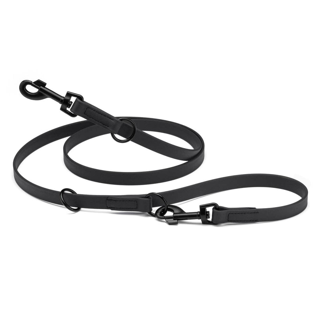 Biothane Adjustable Multi-Purpose Dog Leash with Black Hardware, 7FT on a white background.