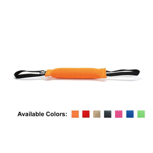 Viper French Linen Tug Dog Toy in orange with color options including red, beige, black, blue, pink, and green.