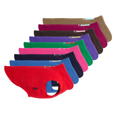Fleece Vest in various colors for dogs, offering warmth and comfort with a lightweight design.