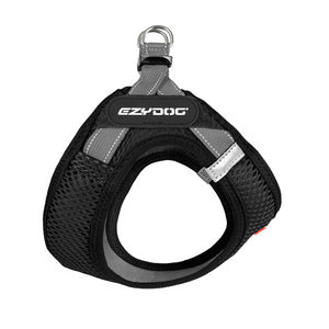 Ezydog FormFit Harness (Black) adjustable mesh harness for small dogs with reflective trims and stainless steel D-rings.