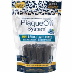 ProDen PlaqueOff System Mini Dental Care Bones Vegetable Fusion Blueberry Flavor 20 Bones Pack, Dental Care for Dogs