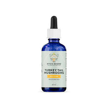Load image into Gallery viewer, Adored Beast Myco-Biome Turkey Tail Mushrooms liquid extract, high-quality turkey tail mushroom extract in a blue dropper bottle.