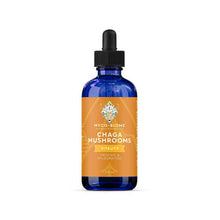 Load image into Gallery viewer, Adored Beast Myco-Biome chaga mushrooms liquid extract, organic chaga mushroom extract in a blue glass bottle.