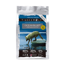 Load image into Gallery viewer, Timberwolf Salmon Ocean Blue Legend for Dogs dry dog food bag with wolf and ocean image.