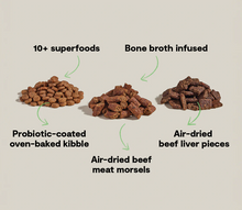Load image into Gallery viewer, Open Farm Epic Beef dry dog food featuring kibble, beef morsels, and liver pieces infused with superfoods.