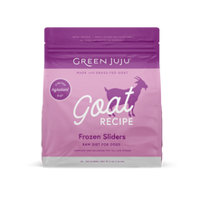 Load image into Gallery viewer, Green Juju Frozen Raw Goat Recipe for Dogs, Limited Ingredient, Grass-Fed, Complete and Balanced Frozen Sliders, 3.5 lb Package