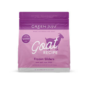 Green Juju Frozen Raw Goat Recipe for Dogs, Limited Ingredient, Grass-Fed, Complete and Balanced Frozen Sliders, 3.5 lb Package