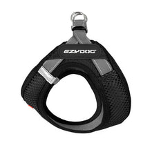 Load image into Gallery viewer, Ezydog FormFit Harness (Black) - lightweight adjustable harness with breathable mesh and stainless steel D-ring for small dogs.