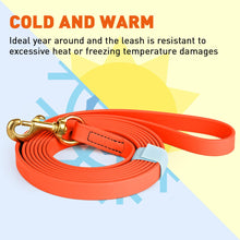 Load image into Gallery viewer, Viper Biothane 20 ft Dog Leash - Long Line Lead shown in orange, ideal for cold and warm weather conditions.