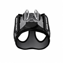 Load image into Gallery viewer, Ezydog FormFit Harness (Black) top view showing adjustable mesh design and stainless steel D-rings for leash attachment.