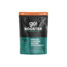 Load image into Gallery viewer, Go! Dog Booster Pouches 2.8oz featuring minced chicken recipe with gravy for dogs' mealtime boost.