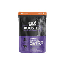 Load image into Gallery viewer, Go! Cat Booster Pouches 2.5oz Minced Chicken + Tuna recipe with gravy for weight management.