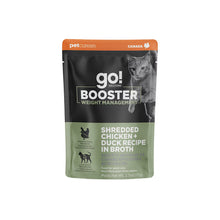 Load image into Gallery viewer, Go! Cat Booster Pouches 2.5oz with Shredded Chicken + Duck in Broth for cat weight management.