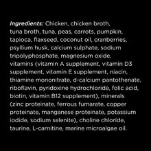 Load image into Gallery viewer, Go! Cat Booster Pouches 2.5oz ingredients list including chicken, tuna broth, vegetables, and vitamins.