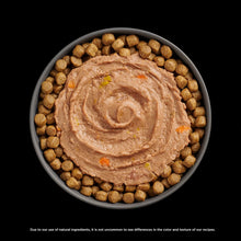 Load image into Gallery viewer, Go! Cat Booster Pouches 2.5oz displayed in a bowl with dry cat food and moist topping.