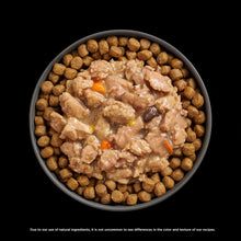 Load image into Gallery viewer, Go! Cat Booster Pouches 2.5oz in a bowl with moist food and dry kibble, perfect meal topper for cats.