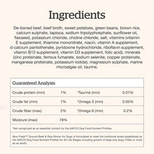 Load image into Gallery viewer, Now! Fresh Dog Pouches 2.8oz ingredients list and guaranteed analysis for dog nutrition.