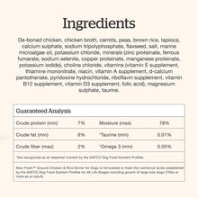 Load image into Gallery viewer, Now! Fresh Dog Pouches 2.8oz ingredients list and guaranteed analysis for pet nutrition.