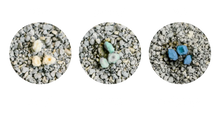 Load image into Gallery viewer, OdorLock maxCare Cat Litter 25lb showing different litter colors: white, light green, and blue.