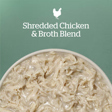 Load image into Gallery viewer, Shredded Chicken &amp; Broth Blend served in a bowl, featuring tender shredded chicken in a creamy broth.
