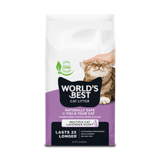 Load image into Gallery viewer, World's Best Cat Litter bag with lavender scent, naturally safe for you and your cat, outstanding odor control.