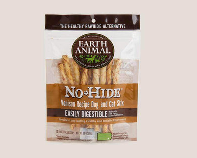Venison No-Hide Wholesome Chews package, a healthy, digestible treat for dogs and cats, made with simple ingredients.