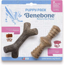 Load image into Gallery viewer, Benebone Tiny 2 Pack Stick &amp; Zaggler Bacon Puppy