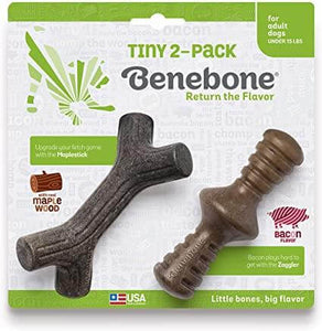 Benebone Tiny 2 Pack Stick & Zaggler Bacon Tiny