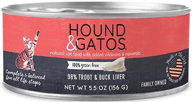 Hound & Gatos Grain Free 98% Trout & Duck Liver for Cat