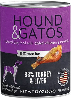 Hound & Gatos Grain Free 98% Turkey & Turkey Liver for Dog