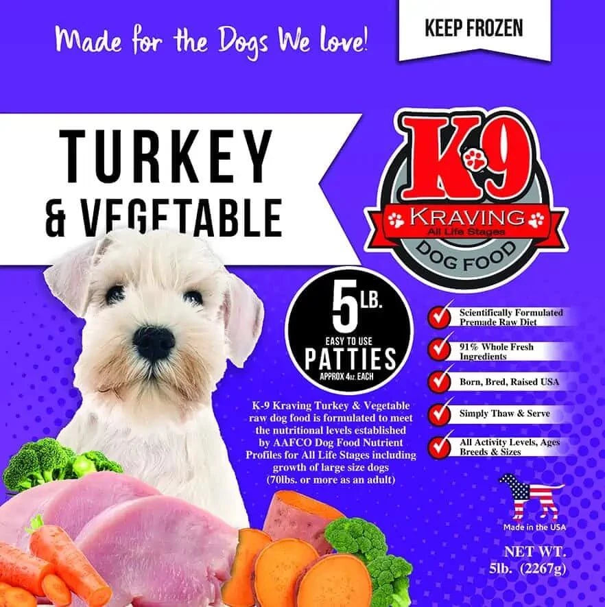 K9 Kraving Raw Turkey and Vegetable - Bakersfield Pet Food Delivery