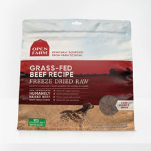 Load image into Gallery viewer, Open Farm Grass-Fed Beef Freeze Dried Raw Dog Food 13.5oz packaging with easy scoop and serve design.