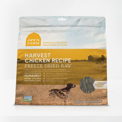Open Farm Harvest Chicken Freeze Dried Raw Dog Food 13.5oz, ethically sourced, high protein, humanely raised chicken.